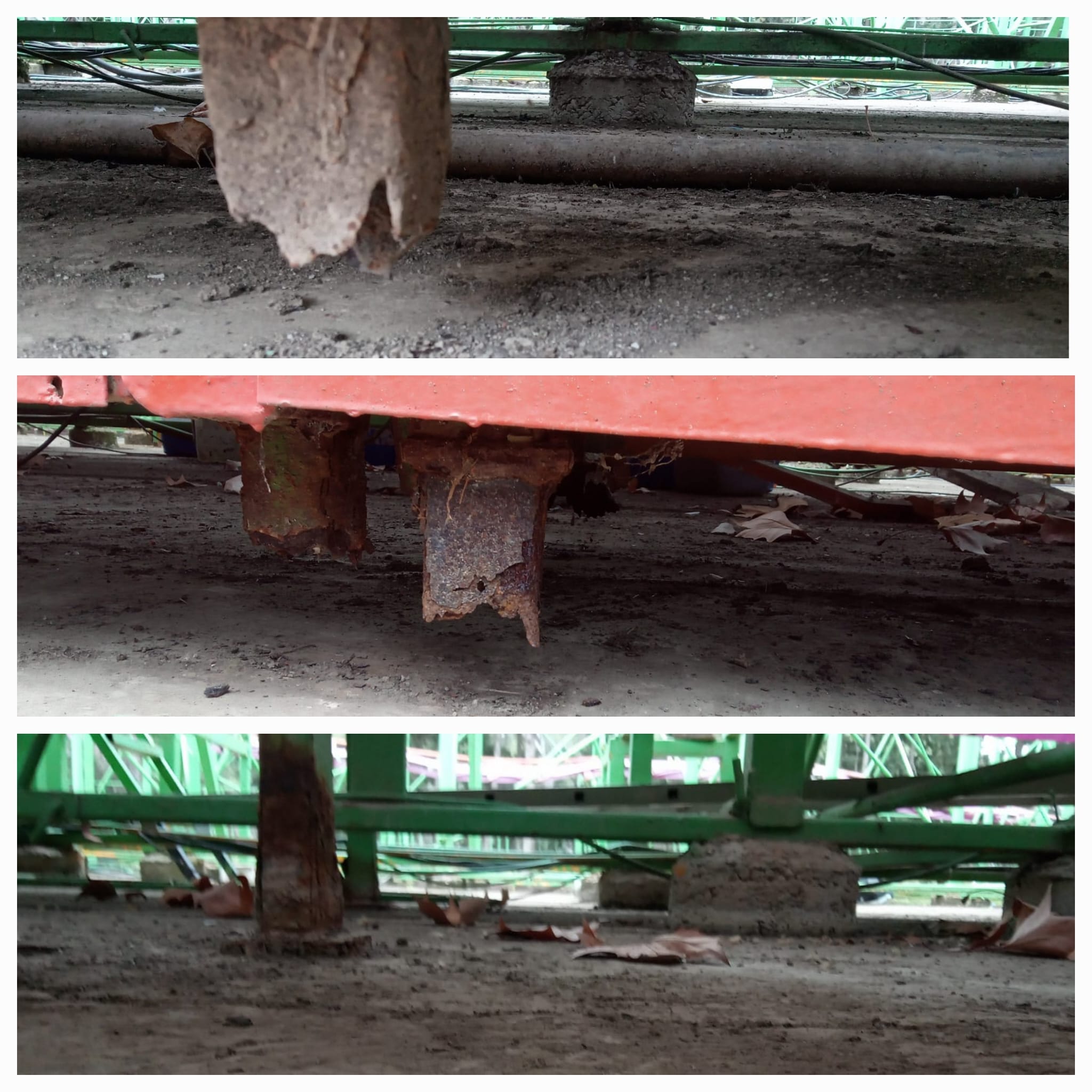 Fotografía de un pilar de atracción oxidado
