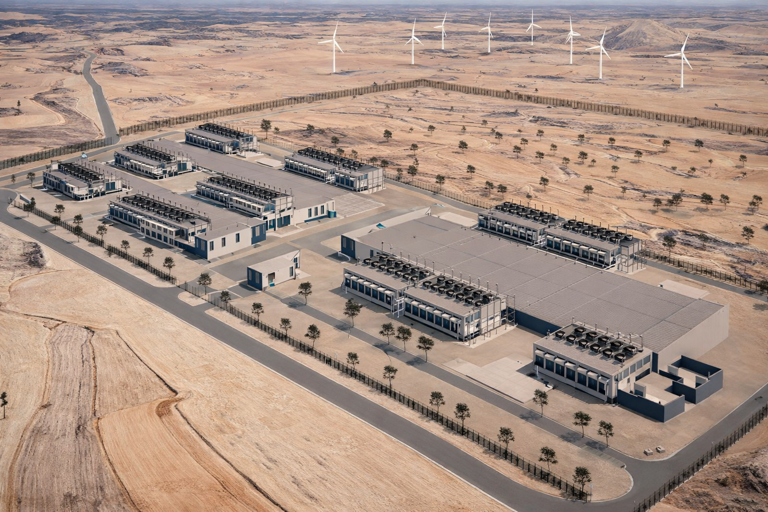 Recreación del centro de datos de Merlin Properties, que se ubicará en el entorno de Muel